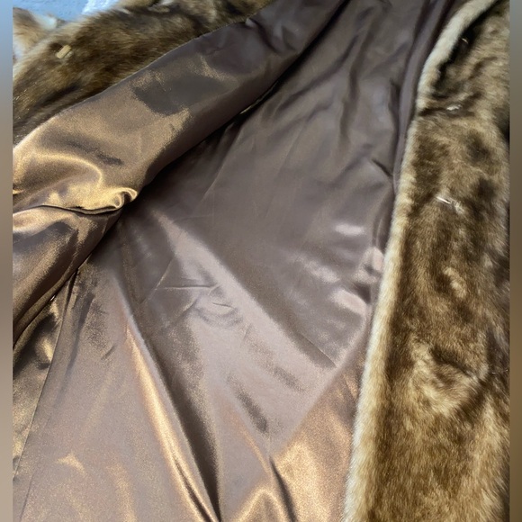 Brown Faux Pamela McCoy Collections Long Coat - Picture 4 of 6